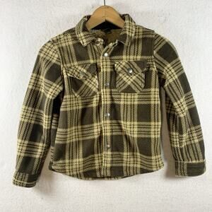 Eddie Bauer Plaid Fleece Sherpa Shacket Youth Jacket Sz 6/7 Rugged Outdoors Snap